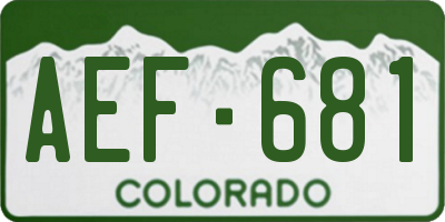 CO license plate AEF681
