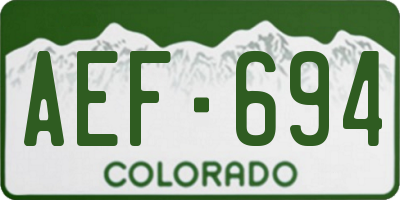 CO license plate AEF694