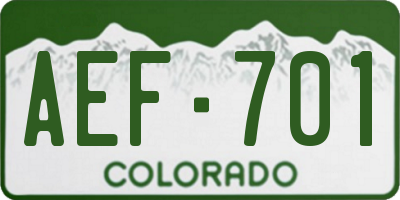 CO license plate AEF701