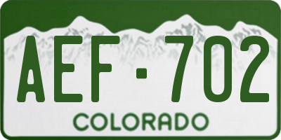 CO license plate AEF702