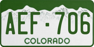 CO license plate AEF706