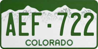 CO license plate AEF722