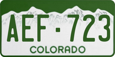 CO license plate AEF723