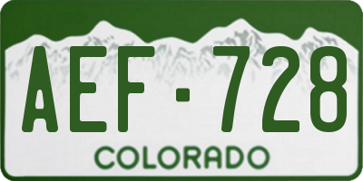 CO license plate AEF728