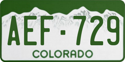 CO license plate AEF729