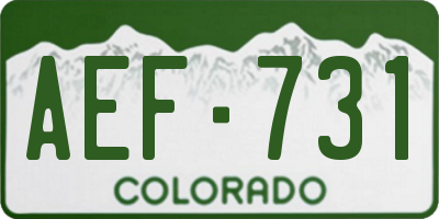 CO license plate AEF731