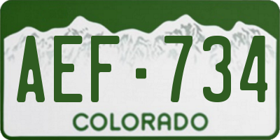 CO license plate AEF734