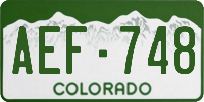 CO license plate AEF748