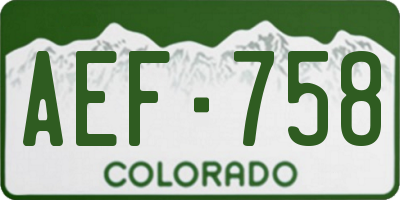 CO license plate AEF758