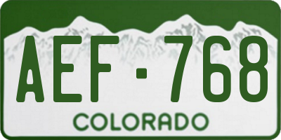 CO license plate AEF768