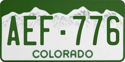CO license plate AEF776