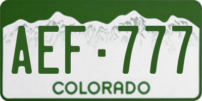 CO license plate AEF777