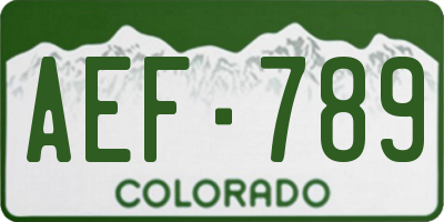 CO license plate AEF789