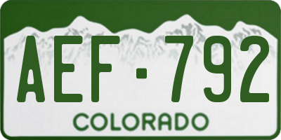CO license plate AEF792
