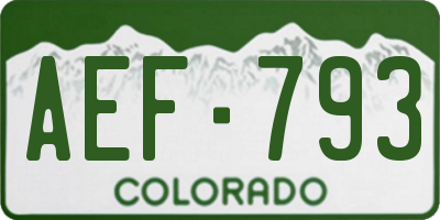 CO license plate AEF793