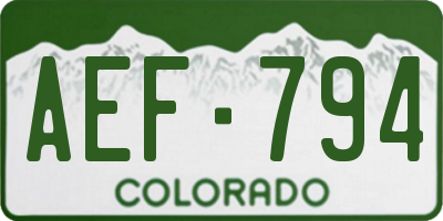 CO license plate AEF794