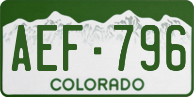 CO license plate AEF796