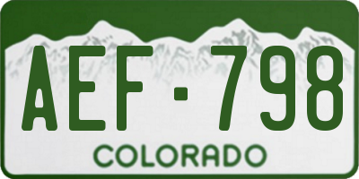 CO license plate AEF798