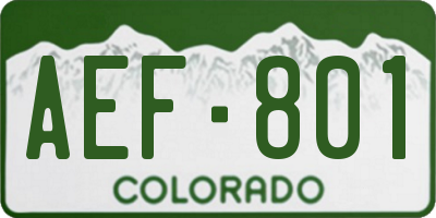 CO license plate AEF801