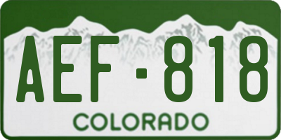 CO license plate AEF818