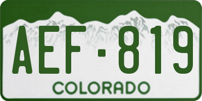 CO license plate AEF819