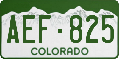 CO license plate AEF825
