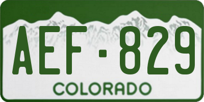 CO license plate AEF829