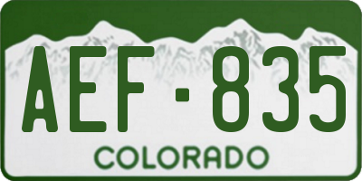 CO license plate AEF835