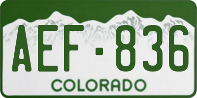 CO license plate AEF836