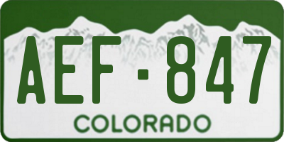 CO license plate AEF847