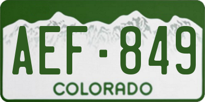 CO license plate AEF849