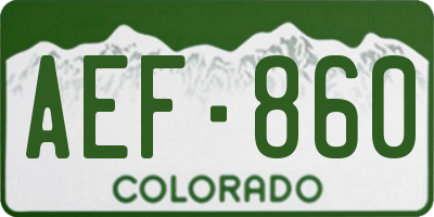 CO license plate AEF860