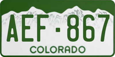 CO license plate AEF867