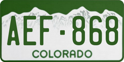 CO license plate AEF868
