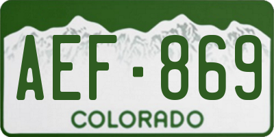 CO license plate AEF869
