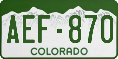 CO license plate AEF870