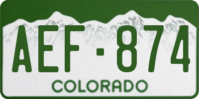 CO license plate AEF874