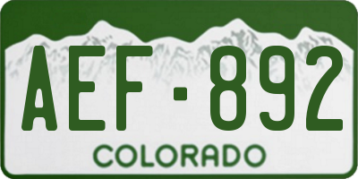 CO license plate AEF892