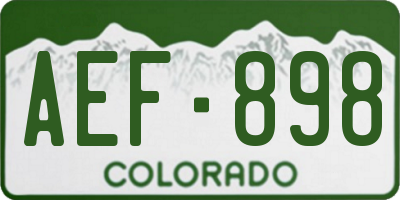 CO license plate AEF898