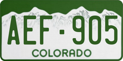 CO license plate AEF905