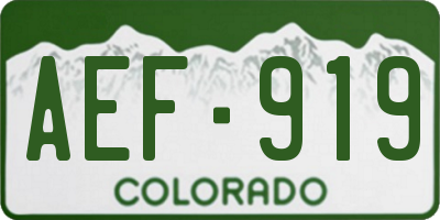 CO license plate AEF919