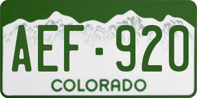 CO license plate AEF920