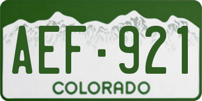 CO license plate AEF921