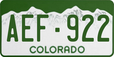 CO license plate AEF922