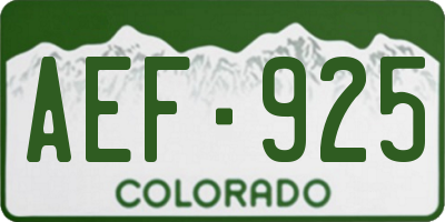CO license plate AEF925
