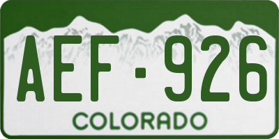 CO license plate AEF926