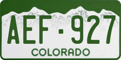 CO license plate AEF927