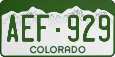 CO license plate AEF929