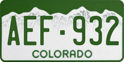 CO license plate AEF932