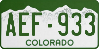 CO license plate AEF933